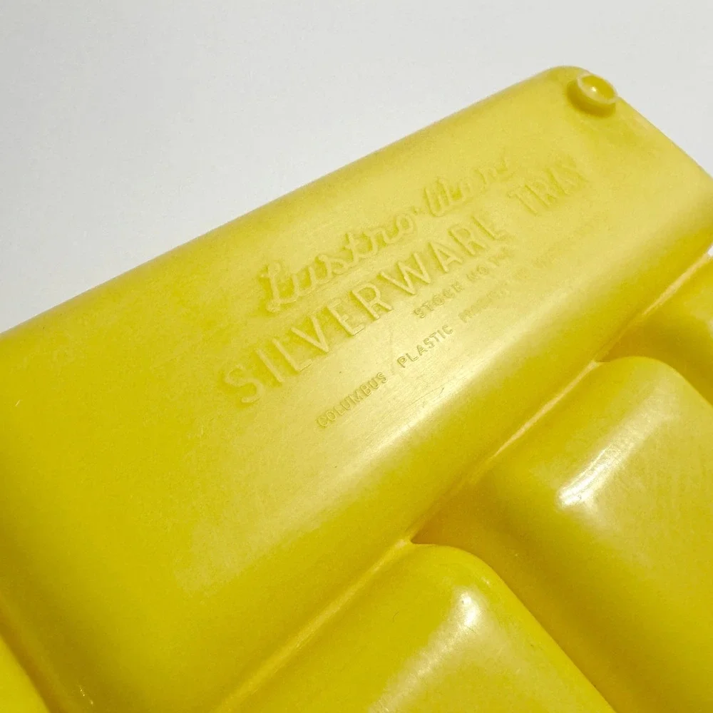 Vintage MCM Lustro-Ware Silverware Tray 10 x 13 Utensil Yellow Plastic Kitchen